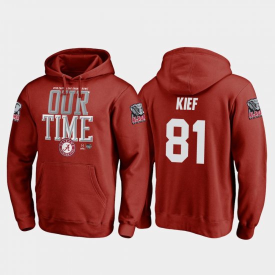 #81 Derek Kief 2018 Orange Bowl Bound Bama College Football Playoff Counter Men Crimson Hoodies 218502-746