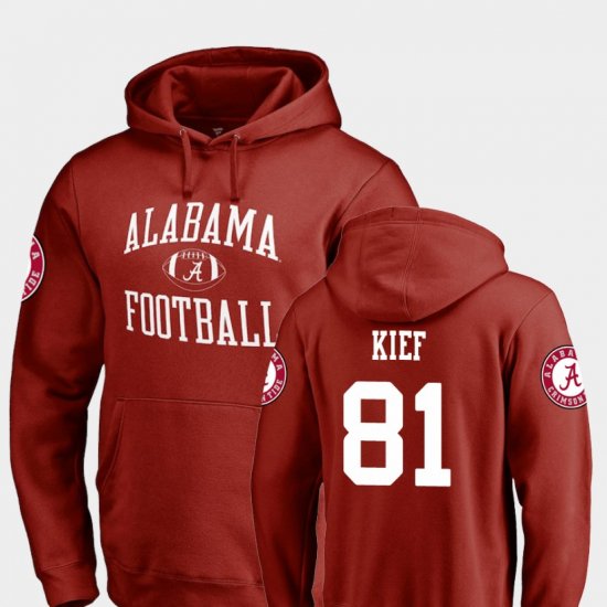 #81 Derek Kief Neutral Zone Alabama Crimson Tide College Football Mens Crimson Hoodies 526039-490
