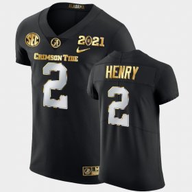 #2 Derrick Henry 2021 National Championship Alabama Golden Edition Mens Black Jersey 333477-603