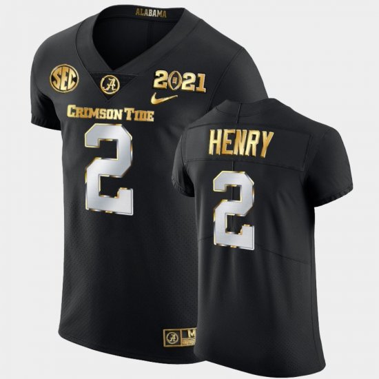 #2 Derrick Henry 2021 National Championship Alabama Golden Edition Mens Black Jersey 333477-603