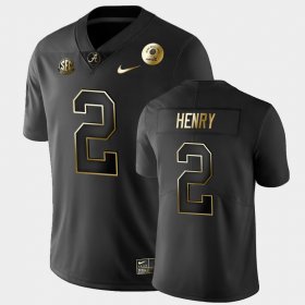#2 Derrick Henry 2021 Rose Bowl University of Alabama Golden Edition Mens Black Jersey 496839-902