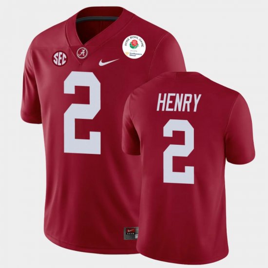 #2 Derrick Henry 2021 Rose Bowl Bama College Football Men Crimson Jersey 502206-118