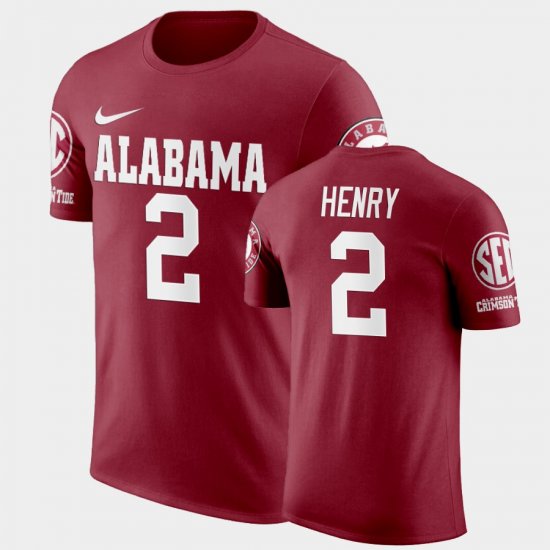 #2 Derrick Henry College Football University of Alabama History Player Men Crimson T-Shirts 651009-278