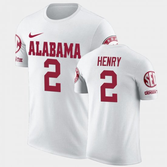 #2 Derrick Henry College Football University of Alabama Name & Number Men White T-Shirts 361718-593