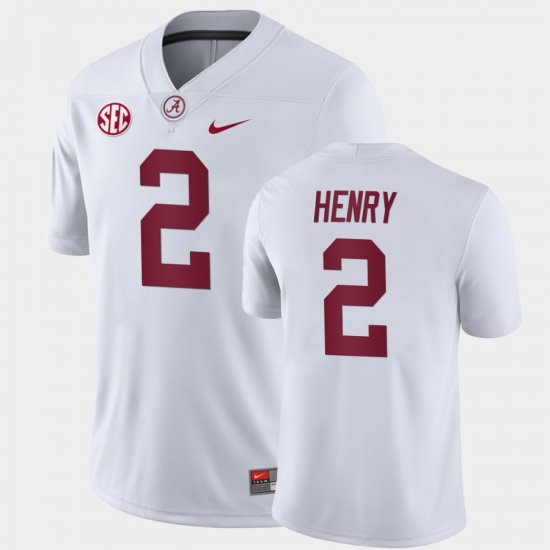 #2 Derrick Henry College Football Bama Away Game Mens White Jersey 159002-502