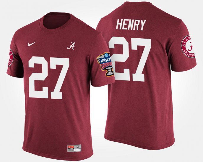 #27 Derrick Henry Bowl Game Alabama Crimson Tide Sugar Bowl Mens Crimson T-Shirt 680131-196