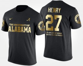 #27 Derrick Henry Gold Limited University of Alabama Short Sleeve With Message Men's Black T-Shirts 937690-237