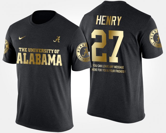 #27 Derrick Henry Gold Limited University of Alabama Short Sleeve With Message Men\'s Black T-Shirts 937690-237