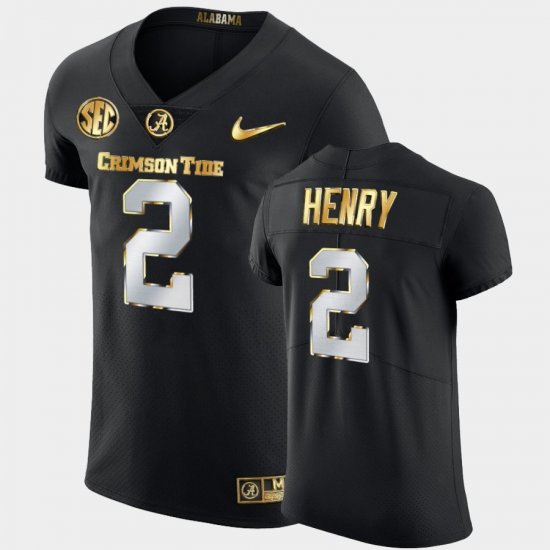 #2 Derrick Henry Golden Edition Bama 2020-21 Authentic Men\'s Black Jerseys 556924-766
