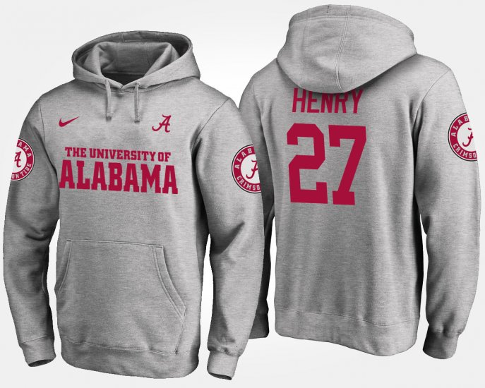 #27 Derrick Henry Name and Number Bama Mens Gray Hoodies 713840-942