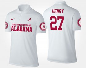 #27 Derrick Henry Name and Number Alabama Crimson Tide Men White Polo 210668-132