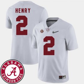 #2 Derrick Henry College Football Alabama 2018 SEC Patch Mens White Jerseys 661639-747