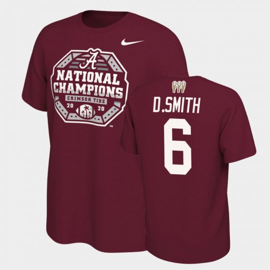 #6 DeVonta Smith 2020 National Champions Alabama Crimson Tide 3X CFP Men Crimson T-Shirt 942749-734