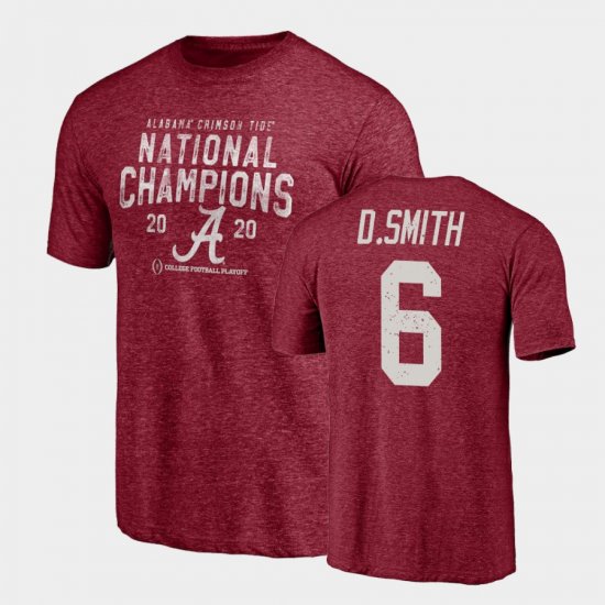 #6 DeVonta Smith 2020 National Champions Bama Tri-Blend Men Crimson T-Shirt 590180-588