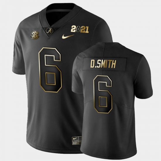 #6 DeVonta Smith 2021 National Championship Alabama Crimson Tide Golden Playoff Men\'s Black Jersey 687462-525