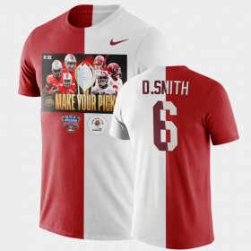 #6 DeVonta Smith 2021 National Championship Alabama Make Your Pick Matchup Split Mens Scarlet White T-Shirts 653641-377