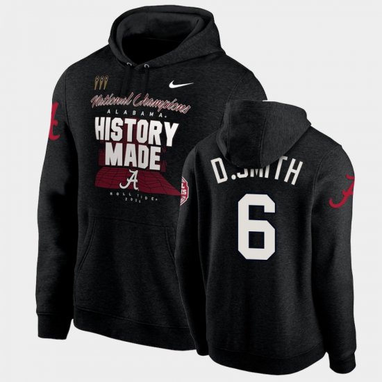 #6 DeVonta Smith 2020 National Champions Alabama Crimson Tide History Made Pullover Men\'s Black Hoodies 265636-470
