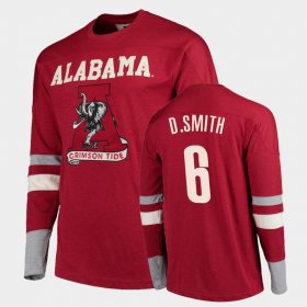 #6 DeVonta Smith Old School Bama Football Long Sleeve Men Crimson T-Shirt 492297-352