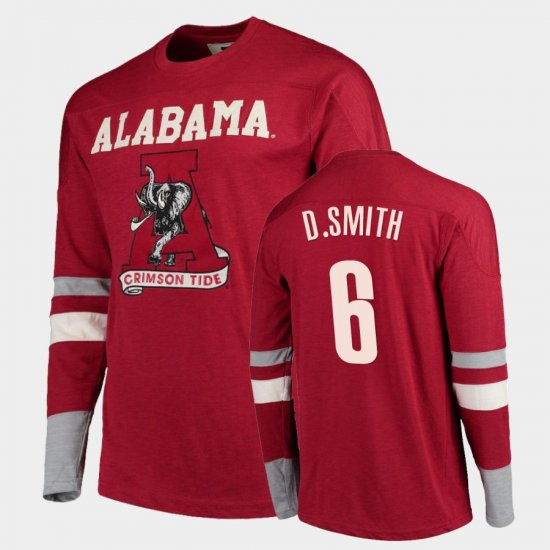 #6 DeVonta Smith Old School Bama Football Long Sleeve Men Crimson T-Shirt 492297-352