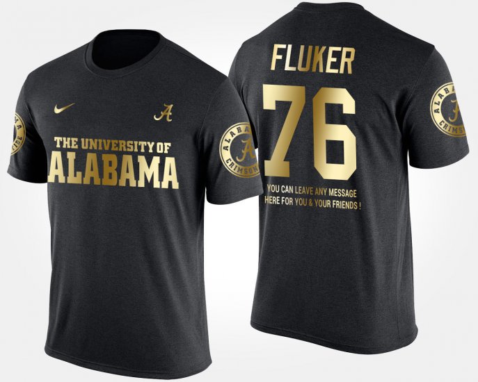 #76 D.J. Fluker Gold Limited Alabama Short Sleeve With Message Men\'s Black T-Shirts 135118-497
