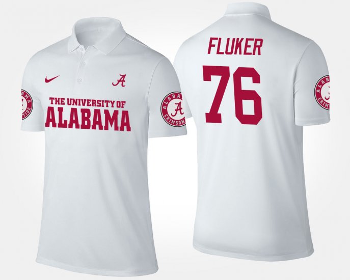 #76 D.J. Fluker Name and Number University of Alabama Men White Polo 973412-647