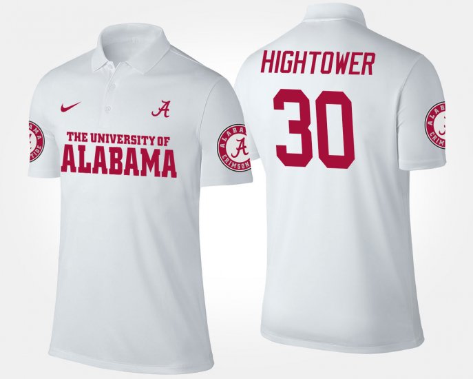 #30 Dont\'a Hightower Name and Number Alabama Crimson Tide Men White Polo 296946-641