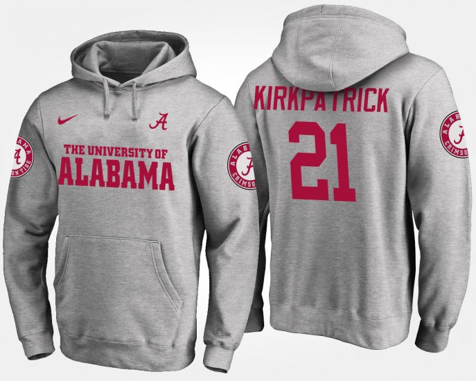 #21 Dre Kirkpatrick Name and Number University of Alabama Men Gray Hoodie 697704-866