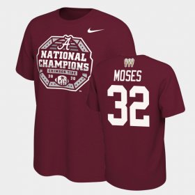 #32 Dylan Moses 2020 National Champions Alabama 3X CFP Men Crimson T-Shirts 951816-649