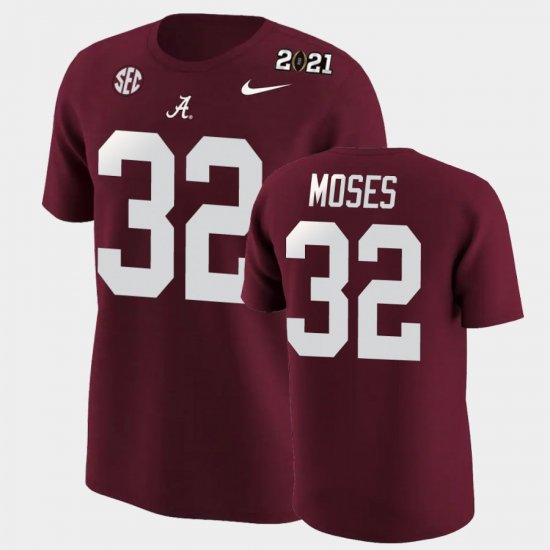 #32 Dylan Moses 2020 National Champions Bama Men\'s Crimson T-Shirts 124093-700
