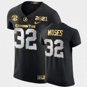 #32 Dylan Moses 2021 National Championship Alabama Crimson Tide Golden Edition Mens Black Jersey 931606-578