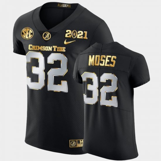 #32 Dylan Moses 2021 National Championship Alabama Crimson Tide Golden Edition Mens Black Jersey 931606-578