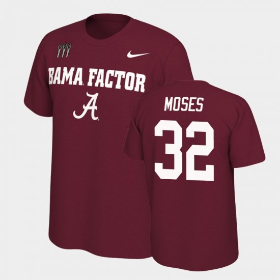 #32 Dylan Moses College Football University of Alabama Mantra Men\'s Crimson T-Shirts 849956-201