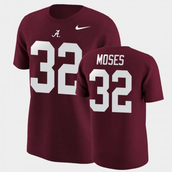 #32 Dylan Moses College Football Bama Name & Number Men\'s Crimson T-Shirts 827988-831