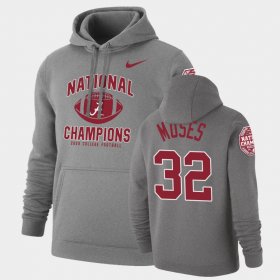 #32 Dylan Moses 2020 National Champions Bama Retro Pullover Men Heathered Gray Hoodie 359136-272