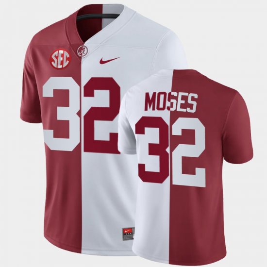 #32 Dylan Moses Split Bama Mens White Crimson Jersey 836850-220