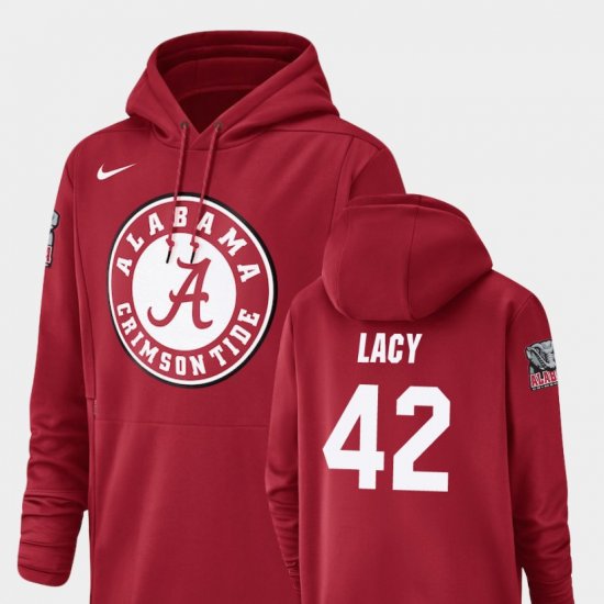 #42 Eddie Lacy Champ Drive Alabama Crimson Tide Football Performance Men\'s Crimson Hoodies 585715-942
