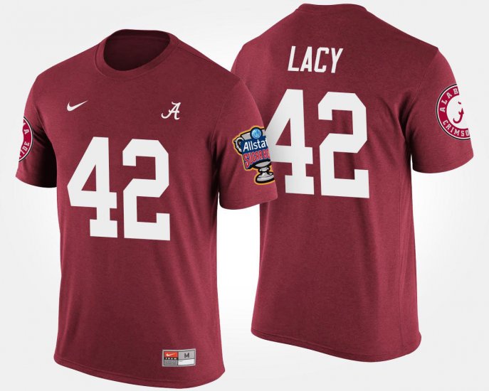 #42 Eddie Lacy Bowl Game University of Alabama Sugar Bowl Men\'s Crimson T-Shirts 559215-710