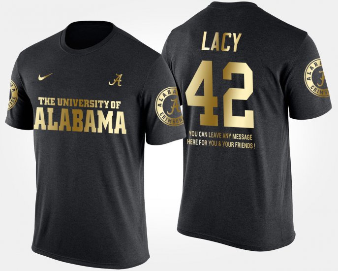 #42 Eddie Lacy Gold Limited Alabama Short Sleeve With Message Men\'s Black T-Shirts 954420-111