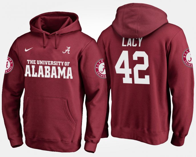 #42 Eddie Lacy Name and Number Alabama Men\'s Crimson Hoodies 466338-582