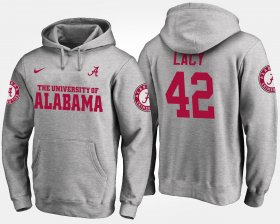 #42 Eddie Lacy Name and Number Alabama Mens Gray Hoodies 160865-147 #42 Eddie Lacy Name and Number Alabama Mens Gray Hoodies 160865-147