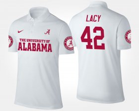 #42 Eddie Lacy Name and Number Alabama Men White Polo 891727-692