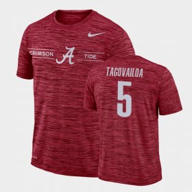 #5 Taulia Tagovailoa GFX Velocity University of Alabama Sideline Legend Performance Men Crimson T-Shirts 555223-430