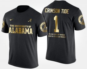 #1 Gold Limited Bama No.1 Short Sleeve With Message Men Black T-Shirt 808934-394