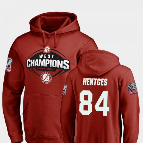 #84 Hale Hentges 2018 SEC West Division Champions Bama Football Mens Crimson Hoodies 123198-894