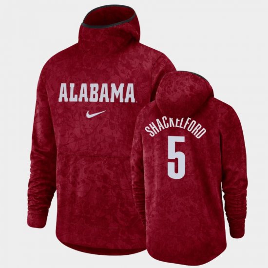 #5 Jaden Shackelford Basketball Spotlight Alabama Crimson Tide Pullover Team Logo Mens Crimson Hoodies 773684-490