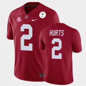 #2 Jalen Hurts 2021 Rose Bowl Bama Champions Men's Crimson Jerseys 660909-330