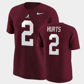 #2 Jalen Hurts College Football Bama Name & Number Men's Crimson T-Shirt 230174-932 #2 Jalen Hurts College Football Bama Name & Number Men's Crimson T-Shirt 230174-932