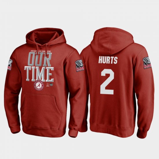 #2 Jalen Hurts 2018 Orange Bowl Bound Alabama College Football Playoff Counter Men Crimson Hoodie 513785-403
