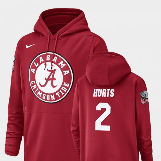 #2 Jalen Hurts Champ Drive Bama Football Performance Men\'s Crimson Hoodies 425896-575