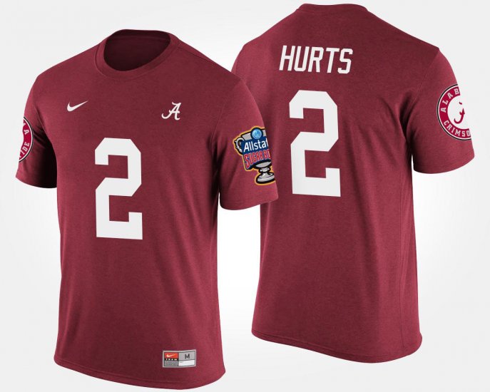 #2 Jalen Hurts Bowl Game University of Alabama Sugar Bowl Men Crimson T-Shirt 567709-315
